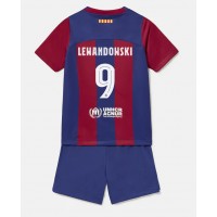 Camiseta Barcelona Robert Lewandowski #9 Primera Equipación para niños 2023-24 manga corta (+ pantalones cortos)